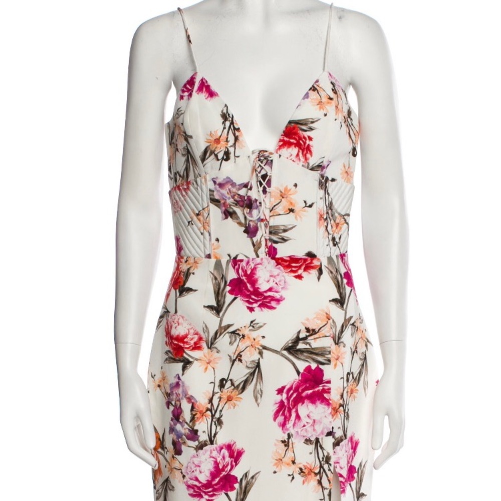 NICHOLAS Pink Spaghetti Strap Sheath Midi Dress